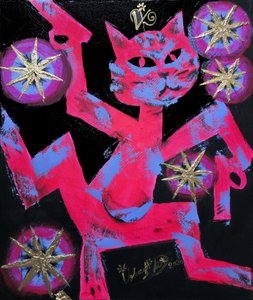 Vibrant Neon Cat by Kanat Ibragimov