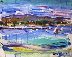 Vibrant Sailboats on Water by Kanat Ibragimov