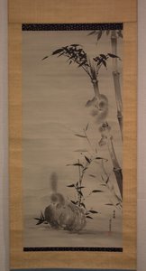 Squirrels on Bamboo and Rock by Kano Osanobu