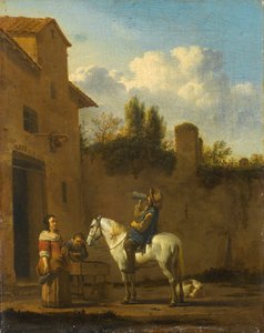 Mounted Trumpeter Taking a Drink by Karel Du Jardin