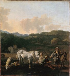 Peasants and a White Horse by Karel Dujardin