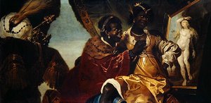 Hydaspes and Persina before a Painting of Andromeda by Karel van III Mander