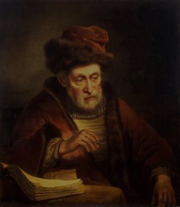 Old Man Holding a Pair of Spectacles