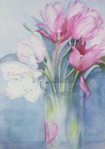 Pink Parrot Tulips and Marlette by Karen Armitage