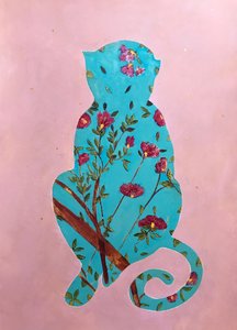 Floral Monkey Silhouette