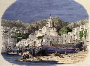 View of Positano in Italy at the end of the 19th century after Girardet