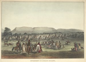 Encampment of Piegan Indians, pub. 1842 by Karl Bodmer