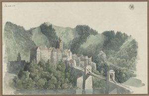 View of Elbogen (Loket) near Karlsbad in Czechia by Karl Friedrich Schinkel