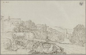View of Rieti in the Apennines with the Bridge over the Velino by Karl Friedrich Schinkel