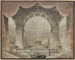 Armida. Opera by Christoph Willibald Gluck. Design for the 7th Decoration. Grand Hall in the Palace of Armida by Karl Friedrich Schinkel