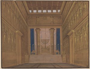 Athalia. Opera by Johann Nepomuk von Poissl. Design for the 2nd Decoration. Interior View of the Temple in Jerusalem by Karl Friedrich Schinkel
