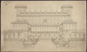 Bad Muskau. Castle. First Remodeling Proposal. Elevation of the South Side by Karl Friedrich Schinkel
