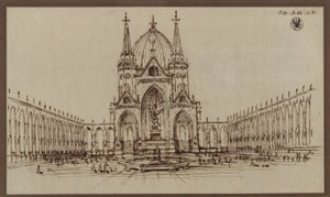Berlin. Design for a Cathedral as a Monument for the Wars of Liberation (Liberation Cathedral) by Karl Friedrich Schinkel