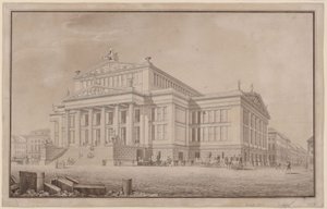 Berlin. Schauspielhaus on Gendarmenmarkt. Perspective View by Karl Friedrich Schinkel