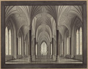 Berlin, Spittelmarkt. Design for Gertraudenkirche. Interior View, Looking Through the Nave to the Choir by Karl Friedrich Schinkel