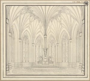 Berlin, Spittelmarkt. Design for Gertraudenkirche. Interior View of the Choir by Karl Friedrich Schinkel