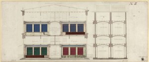 Berlin, Unter den Linden. Design for a Department Store. Two Sections by Karl Friedrich Schinkel