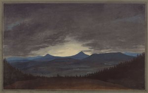 Bohemian Mountain Range at Dusk by Karl Friedrich Schinkel