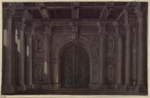Bride of Messina. Tragedy by Friedrich Schiller. Design for the 1st and Last Decoration. Hall with Columns and Portal by Karl Friedrich Schinkel