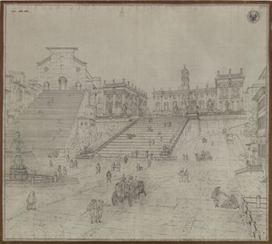 The Capitol in Rome / View of the Church of Santa Maria in Aracoeli and the Capitol in Rome by Karl Friedrich Schinkel