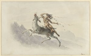 Woman on a Deer Floating Through the Air by Karl Friedrich Schinkel
