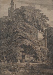 Gothic Church among Oaks by Karl Friedrich Schinkel