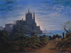 Gothic Church on a Rock by the Sea by Karl Friedrich Schinkel