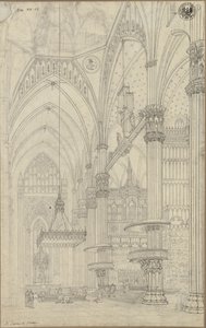 Interior View of the Transept of the Milan Cathedral / View into the Crossing and the Northern Transept of the Milan Cathedral by Karl Friedrich Schinkel