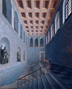 Interior view of a staircase, design for a castle in Koestritz, 1802-03 by Karl Friedrich Schinkel