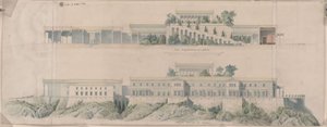 Orianda Castle in Crimea. Antique Design. Longitudinal Section, Side View by Karl Friedrich Schinkel