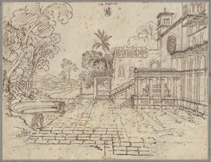 Forecourt in Front of a Church with a Monument