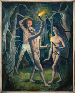 Men with Torches in the Forest by Karl Hofer