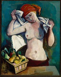 Female Half-Nude with Fruit Basket by Karl Hofer