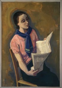 Girl Reading Newspaper by Karl Hofer