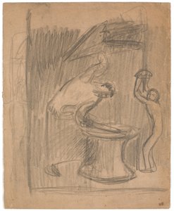 Composition Sketch: A Journeyman at the Anvil and a Boy at the Bellows by Karl Isakson