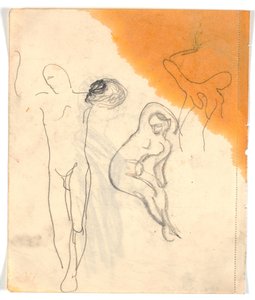 Three studies of nude figures
