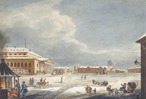 View of the Saint Petersburg Imperial Bolshoi Kamenny Theatre by Karl Ivanovich Kolmann