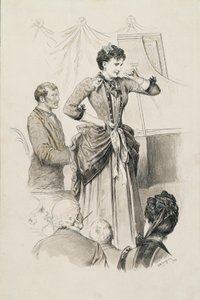 Viennese Types: Singer Miss Hornischer and Her Pianist Before Audience by Karl Karger