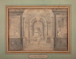 Napoleon at Work in the Library of the Chateau de Malmaison, c.1806 by Karl Loeillot Hartwig