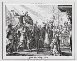 Pepin the Short proclaimed King of the Franks, 751 (engraving)