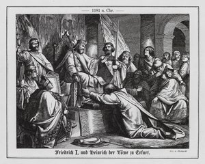 The Holy Roman Emperor Frederick I and Henry the Lion, Duke of Saxony, in Erfurt
