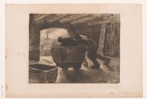 Two Miners Pushing a Cart