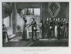 First Meeting of Count Ivan Paskevich with Abbas Mirza, 1828 by Karl Petrovich Beggrov