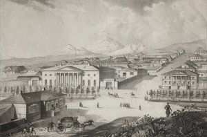 View of the hotel and the center of Pyatigorsk, Mid of the 19th century by Karl Petrovich Beggrov