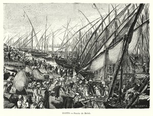 Quays on the River Nile at Bulaq, Cairo, Egypt by Karl Wilhelm Gentz