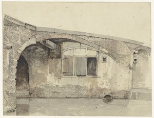 Old bridge with house or cellar windows under the quay by Kasparus Karsen