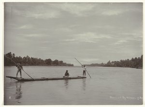 Crossing a River with a Long Log Boat by Kassian Cephas