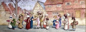 Procession of Sixteen Children Carrying Flowers