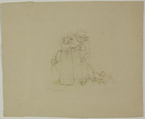 Two Children with Dog by Kate Greenaway