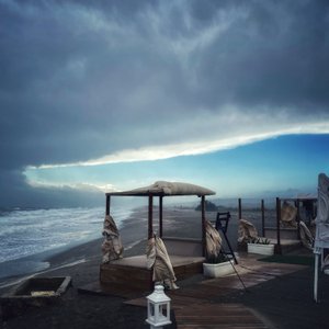 Surreal Stormy Sky Winter Beach by Katha Wood